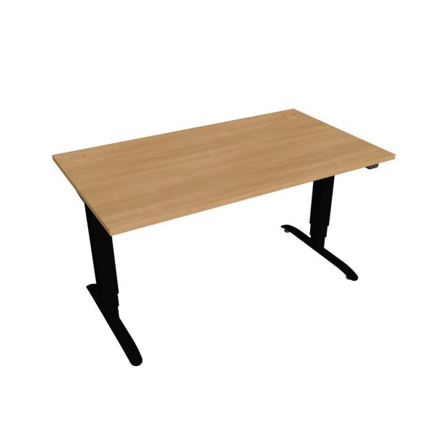 Schreibtisch Motion, ZO, 3S, 140x61 - 128x80 cm, Eiche/Schwarz