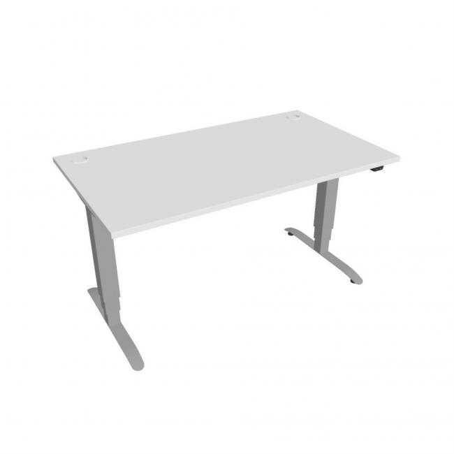 Schreibtisch Motion, ZO, 3S, 140x61 - 128x80 cm, weiß/grau