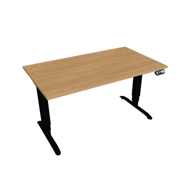 [ON140841] Schreibtisch Motion, PO, 3S, 140x61 - 128x80 cm, Eiche/Schwarz