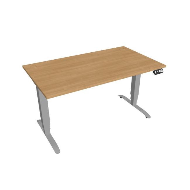 [ON140842] Schreibtisch Motion, PO, 3S, 140x61 - 128x80 cm, Eiche/Grau