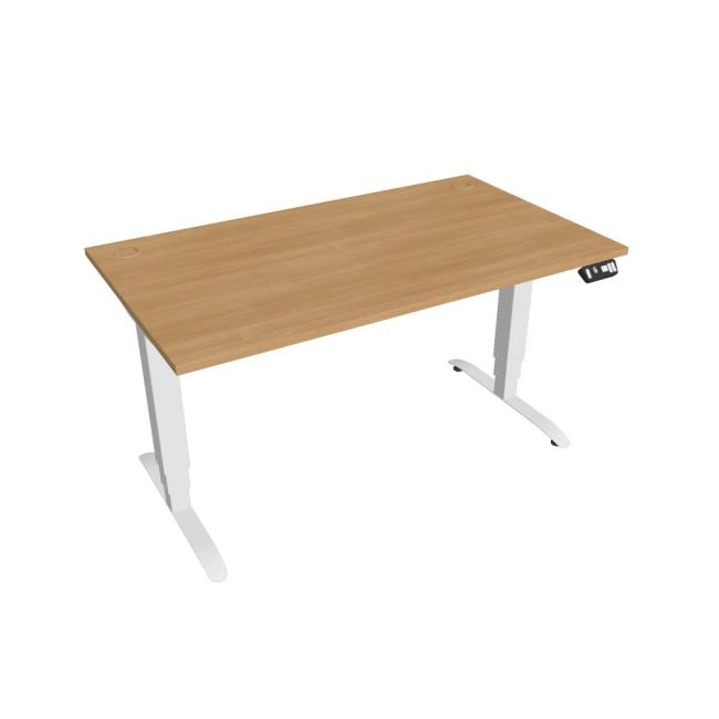 [ON140843] Schreibtisch Motion, PO, 3S, 140x61 - 128x80 cm, Eiche/Weiß