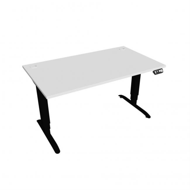Desk Motion, PO, 3S, 140x61 - 128x80 cm, weiß/schwarz