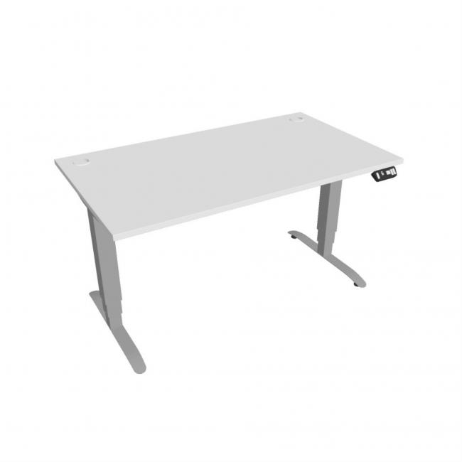 Desk Motion, PO, 3S, 140x61 - 128x80 cm, weiß/grau