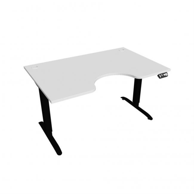 Motion Ergo Schreibtisch, PO, 2S, 140x70,5-120,5x90 cm, weiß/schwarz