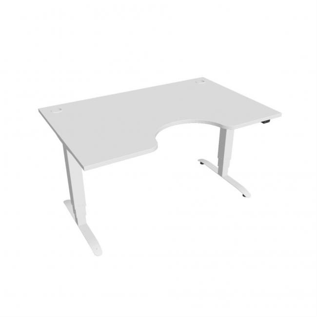 Motion Ergo Schreibtisch, ZO, 3S, 140x61-128x90 cm, weiß/weiß