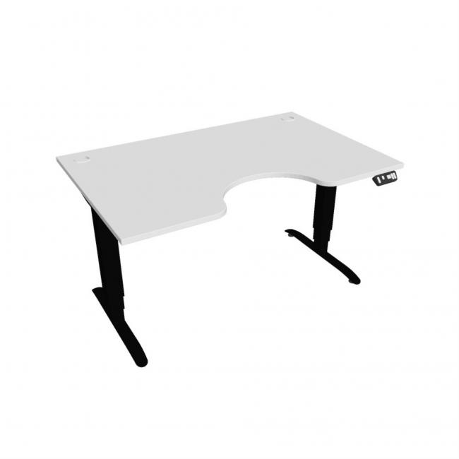 Motion Ergo Schreibtisch, PO, 3S, 140x61-128x90 cm, weiß/schwarz