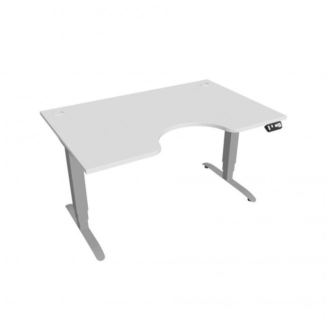 Motion Ergo Schreibtisch, PO, 3S, 140x61-128x90 cm, weiß/grau