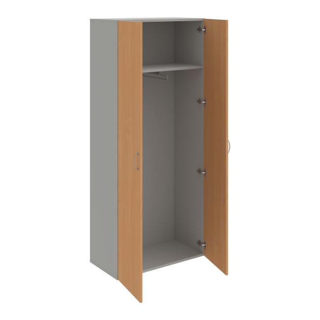 [ON158128] Kleiderschrank Drive mit Regalböden, 80x185x42 cm, Buche/Grau