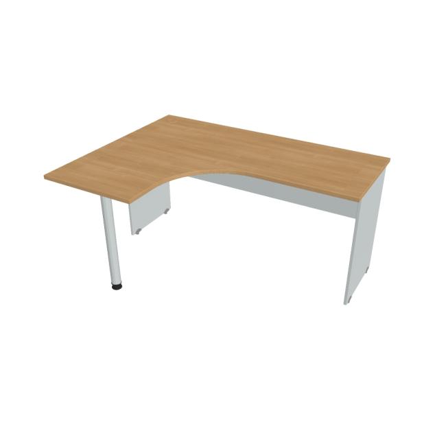 Gate-Schreibtisch, ergonomisch, rechts, 160x75,5x120 cm, Eiche/Grau