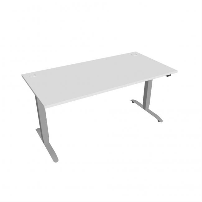 Schreibtisch Motion, ZO, 2S, 160x70,5-120,5x80 cm, weiß/grau
