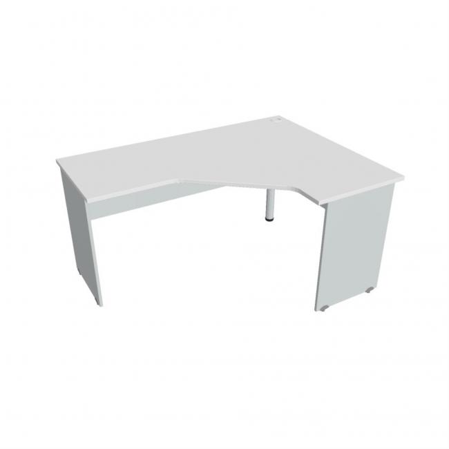 Gate-Schreibtisch, ergonomisch, links, 160x75,5x120 cm, weiß/grau