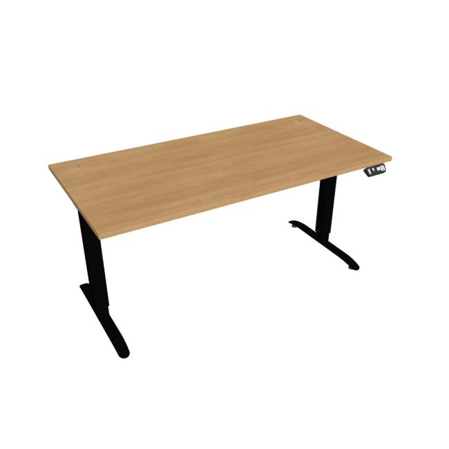 [ON160641] Schreibtisch Motion, PO, 2S, 160x70,5-120,5x80 cm, Eiche/Schwarz