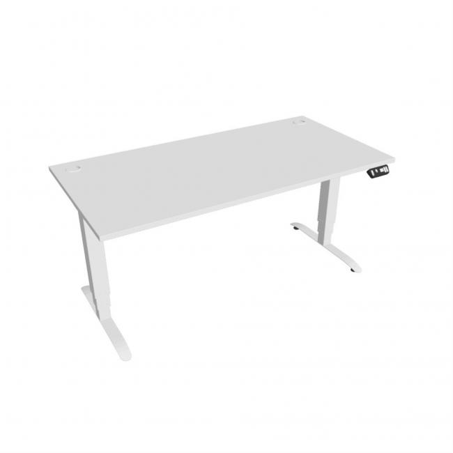 Desk Motion, PO, 3S, 160x61-128x80 cm, weiß/weiß