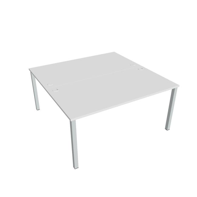 [ON160992] Schreibtisch Uni, Doppeltisch, 160x75,5x160 cm, weiß/grau