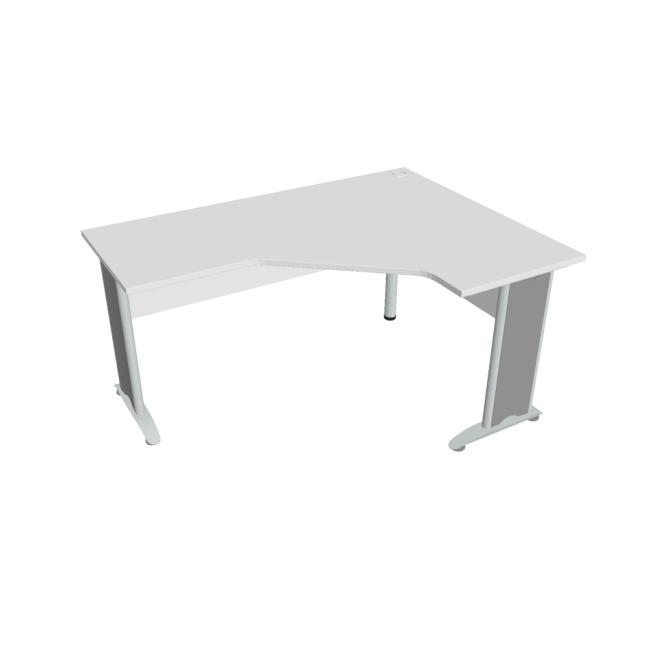 [ON161299] Schreibtisch Cross, ergonomisch, links, 160 x 75,5 x 120 cm, weiß/metall