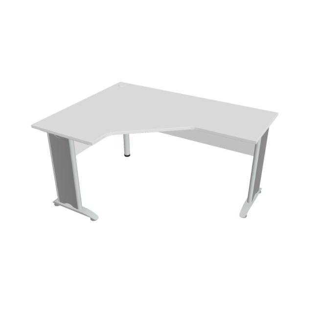 [ON161399] Schreibtisch Cross, ergonomisch, rechts, 160 x 75,5 x 120 cm, weiß/metall