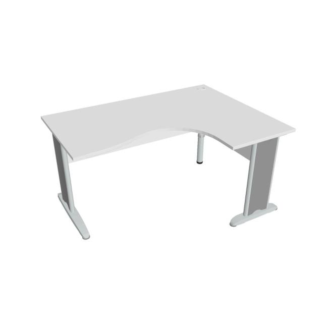 [ON161699] Schreibtisch Cross, ergonomisch, links, 160 x 75,5 x 120 cm, weiß/metall