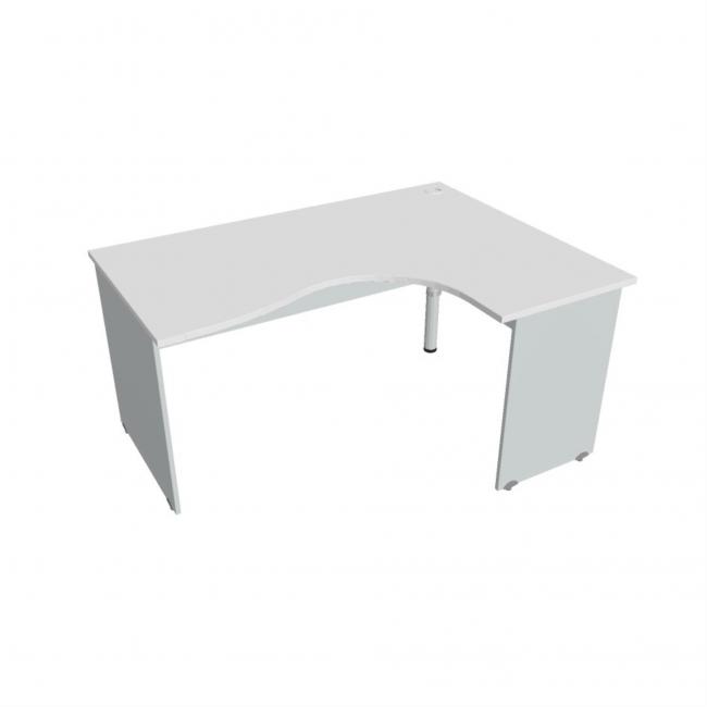 Gate-Schreibtisch, ergonomisch, links, 160x75,5x120 cm, weiß/grau