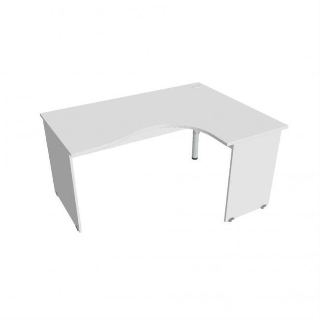 Gate-Schreibtisch, ergonomisch, links, 160 x 75,5 x 12 cm, weiß/weiß