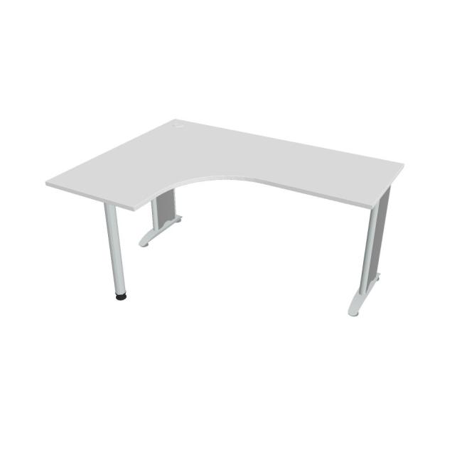 Flex-Schreibtisch, ergonomisch, rechts, 160 x 75,5 x 120 (60 x 60) cm, weiß/metall