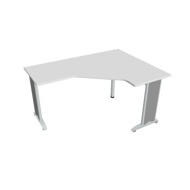 Flex-Schreibtisch, ergonomisch, links, 160 x 75,5 x 120 (60 x 60) cm, weiß/metall