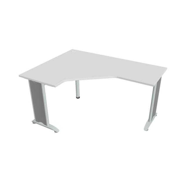 Flex-Schreibtisch, ergonomisch, rechts, 160 x 75,5 x 120 (60 x 60) cm, weiß/metall
