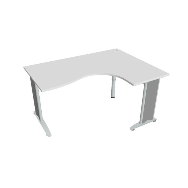 Flex-Schreibtisch, ergonomisch, links, 160 x 75,5 x 120 (80 x 60) cm, weiß/metall
