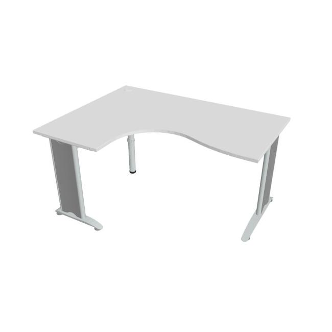 Flex-Schreibtisch, ergonomisch, rechts, 160 x 75,5 x 120 (60 x 80) cm, weiß/metall