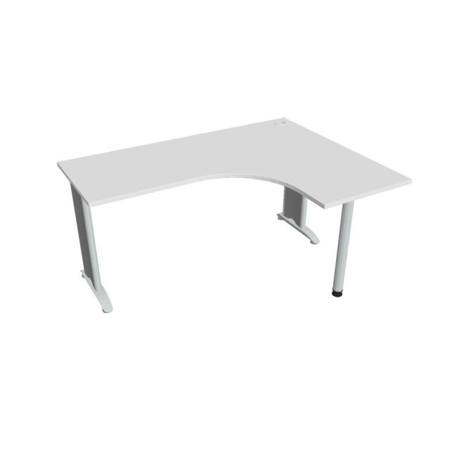 Flex-Schreibtisch, ergonomisch, links, 160 x 75,5 x 120 (60 x 60) cm, weiß/metall