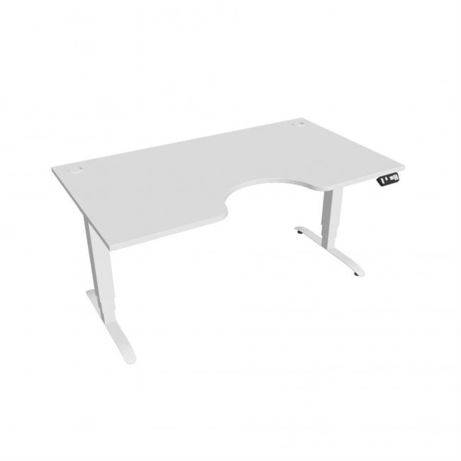 Motion Ergo Schreibtisch, PO, 3S, 160x61-128x90 cm, weiß/weiß