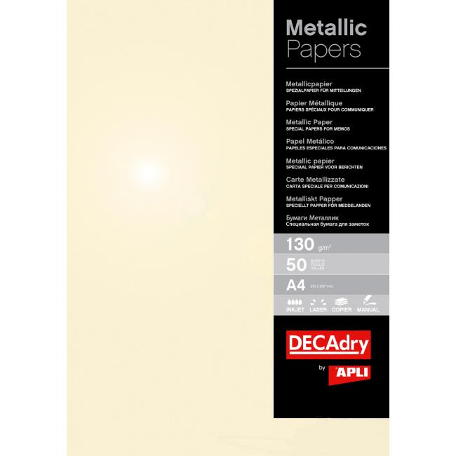 Metallic-Papier APLI A4 Champagner, 130 g/m², 50 Blatt