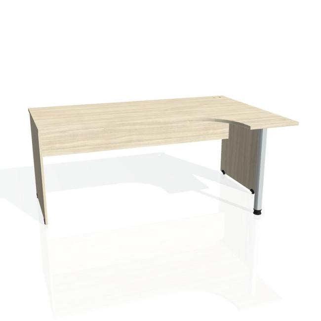 [ON180111] Gate-Schreibtisch, ergonomisch, links, 180 x 75,5 x 120 cm, Akazie/Akazienholz