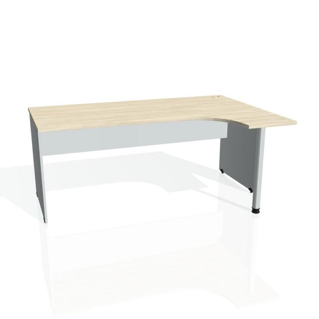 Gate-Schreibtisch, ergonomisch, links, 180x75,5x120 cm, Akazie/grau