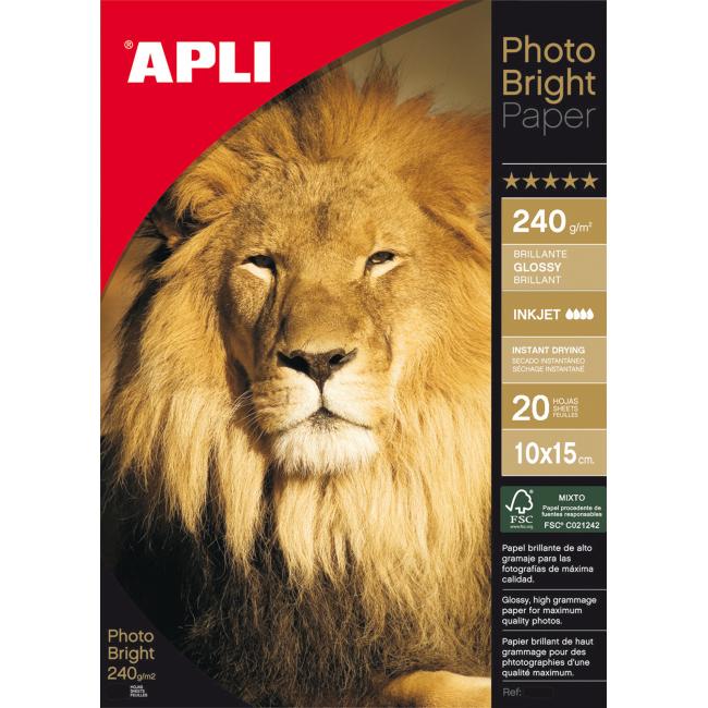 Fotopapier 10x15cm APLI Bright, 240g, 20 Blatt