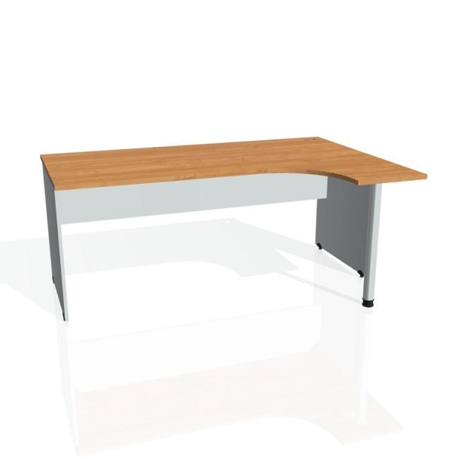 [ON180138] Gate-Schreibtisch, ergonomisch, links, 180x75,5x120 cm, Erle/Grau
