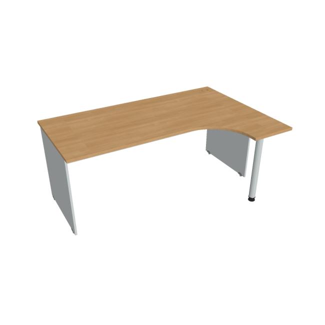Gate-Schreibtisch, ergonomisch, links, 180x75,5x120 cm, Eiche/Grau
