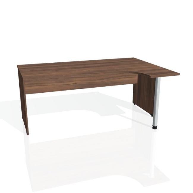 [ON180177] Gate-Schreibtisch, ergonomisch, links, 180 x 75,5 x 120 cm, Nussbaum/Nussbaum