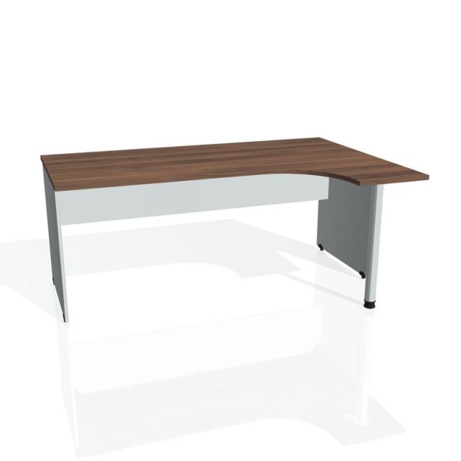 [ON180178] Gate-Schreibtisch, ergonomisch, links, 180x75,5x120 cm, Walnuss/Grau