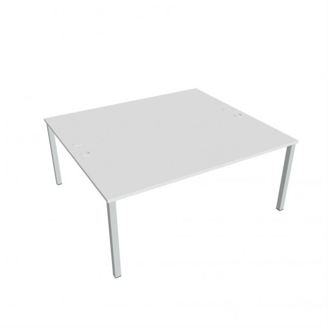 [ON180192] Schreibtisch Uni, Doppeltisch, 180x75,5x160 cm, weiß/grau