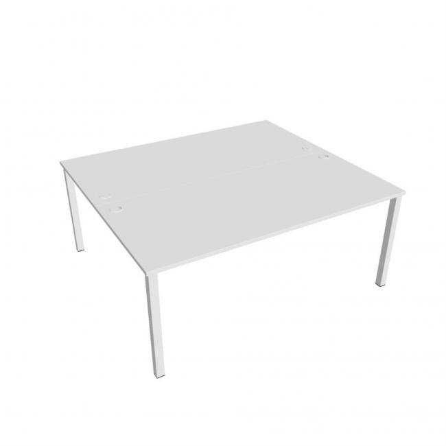 [ON180193] Schreibtisch Uni, Doppeltisch, 180 x 75,5 x 160 cm, weiß/weiß