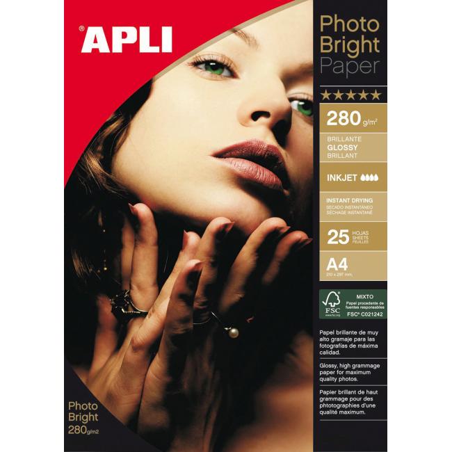 APLI A4 Fotopapier, hell, 280 g/m², 25 Blatt