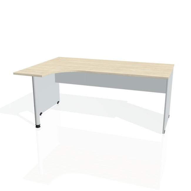 Gate-Schreibtisch, ergonomisch, rechts, 180x75,5x120 cm, Akazie/grau