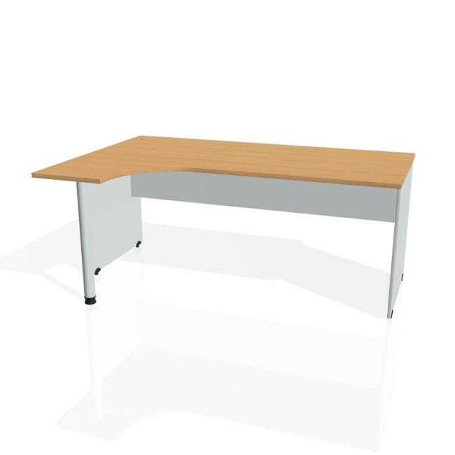 Gate-Schreibtisch, ergonomisch, rechts, 180x75,5x120 cm, Buche/grau