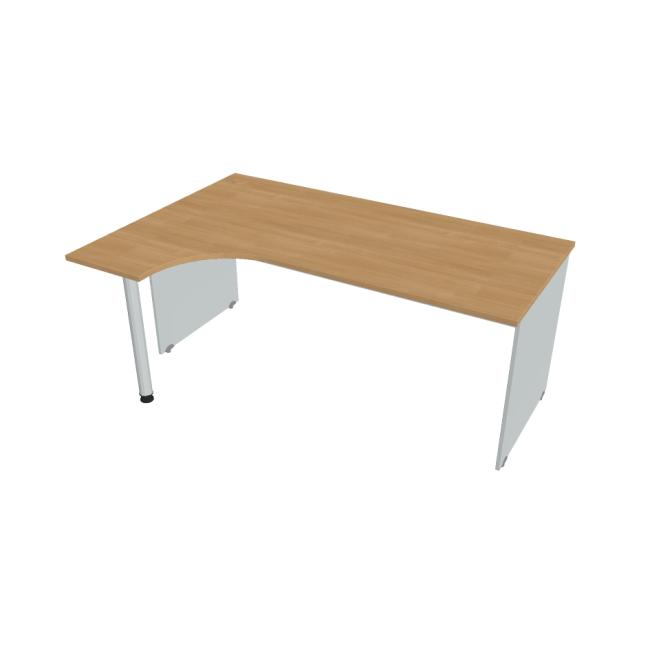 Gate-Schreibtisch, ergonomisch, rechts, 180x75,5x120 cm, Eiche/Grau