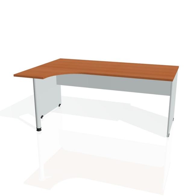 [ON180258] Gate-Schreibtisch, ergonomisch, rechts, 180x75,5x120 cm, Kirsche/Grau