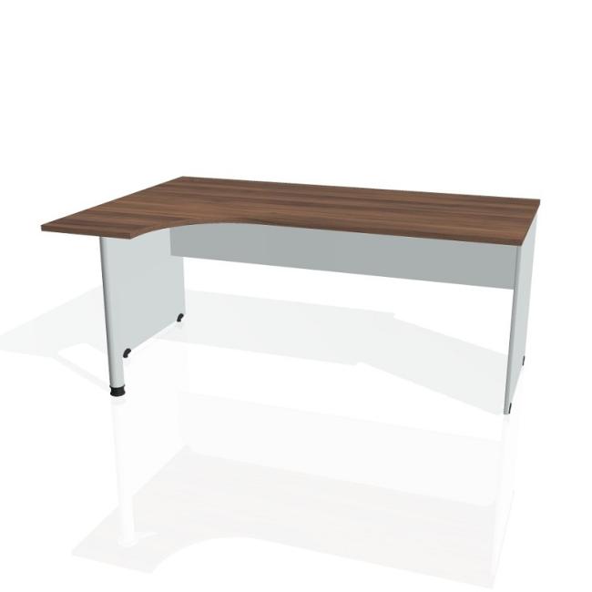 Gate-Schreibtisch, ergonomisch, rechts, 180x75,5x120 cm, Walnuss/Grau