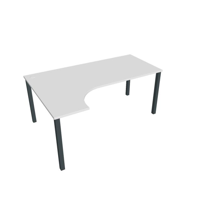 Schreibtisch Uni, ergo, rechts, 180x75,5x120 cm, weiß/schwarz