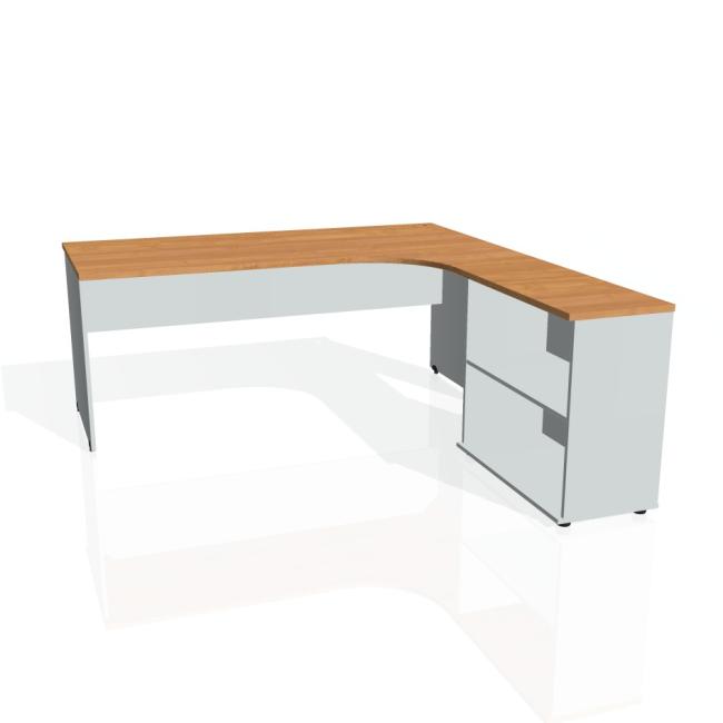 [ON180338] Schreibtisch-Tor, ergo, links, 180x75,5x200 cm, Erle/Grau