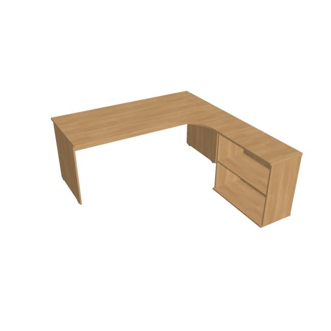 Schreibtischgitter, ergo, links, 180x75,5x200 cm, Eiche/Eiche