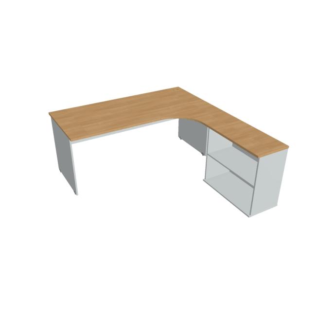Schreibtischgitter, ergo, links, 180x75,5x200 cm, Eiche/Grau